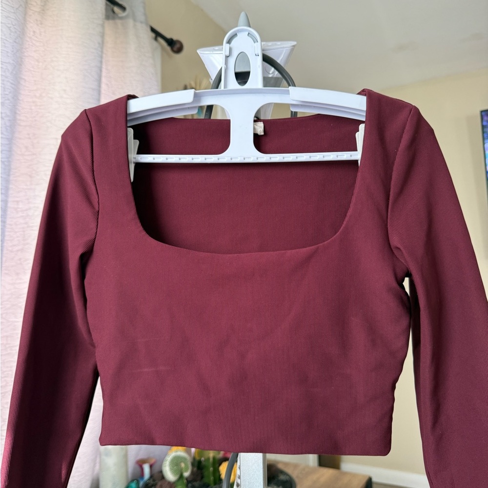 Cotton On Burgundy Crop Top with Square Neck